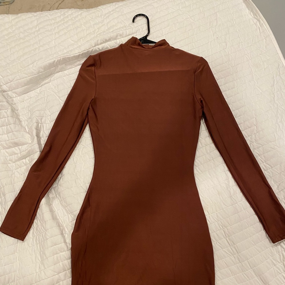 Brown Long Sleeve Dress S